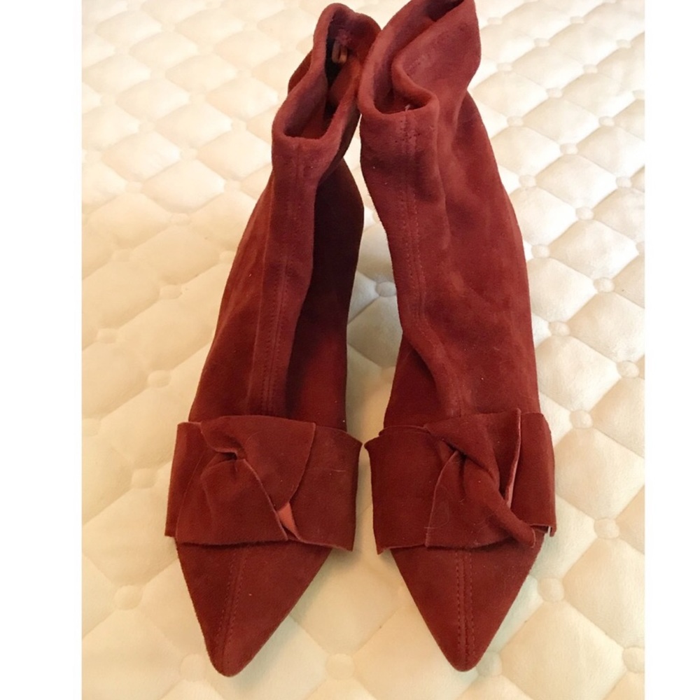 Zara Red Kitten Heel Boots